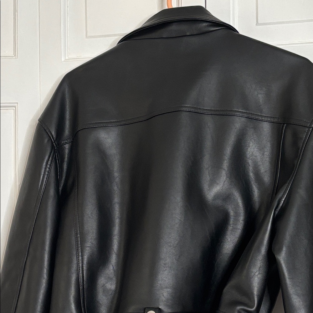 Topshop Black Faux Leather Biker Jacket - Picture 8 of 8